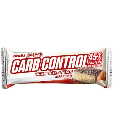 Body Attack Carb Control marzipan 10 x 100g protein bar without added sugar low sugar - high protein protein bar with whey also in the mix box marzipan 10x100g