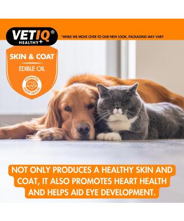 VetIQ Skin & Coat 250ml Promotes Healthy Skin & Coat with Omega 3 Oil Dog Grooming Supplement Helps Reduce Shedding Dog & Cat Supplements For Dry Itchy Skin - Buy Online on GoSupps.com