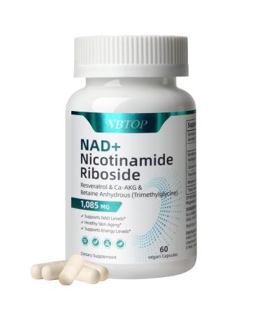 NAD+Supplement - 500 mg Nicotinamide Nucleoside with Trans-Resveratrol - Boosts NAD+ Levels Supports Cellular Energy and enhances Anti-Aging Capabilities Vitality and lifespan - 60 Capsules 1 Bottle