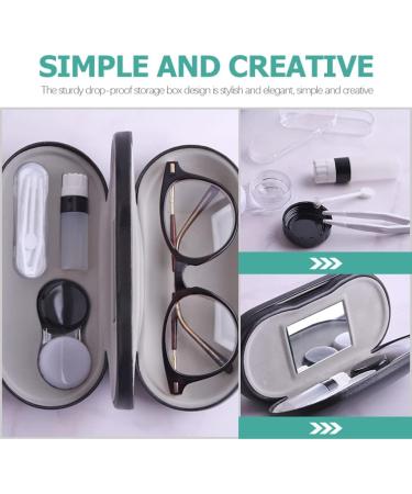 Exceart 2-in-1 Glasses Case with Mirror - Dual Holder for Glasses & Contact Lenses - Travel-friendly & Compact Glasses Box - Buy Online on GoSupps.com