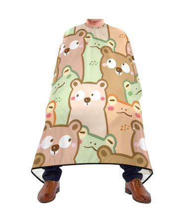 Waterproof Barber Cape -Cartoon Bear and Frog Cheetah Haircut Bib for Men Unisex Hair Cutting Cape(8rp1a)