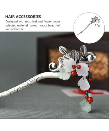 STOBOK 1pc Leaf Flower Metal Hair Stick Vintage Hair Forks Vintage Hair Accessories Vintage Hair Chopstick Chignon Pin Japanese Hair Accessories Hair Cape China Agate Women's Alloy - Buy Online on GoSupps.com