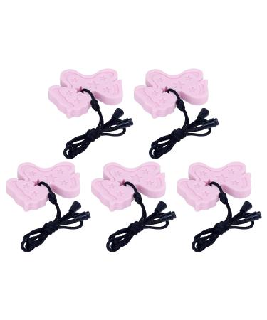 5Pcs Silicone Pendant Chewy Teether  Baby Teething Toys Sensory Chew Teether Gum Massage Relieve Swelling Pendant Shaped Baby Teething Toy Set(Light Pink) - Buy Online on GoSupps.com