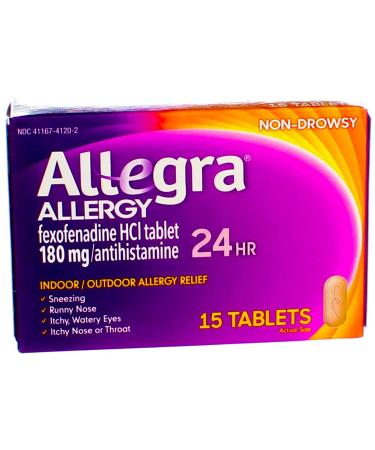 Allegra Allergy 24 Hour Indoor And Outdoor Original Prescription Strength 180 Mg Tablets 15 Count