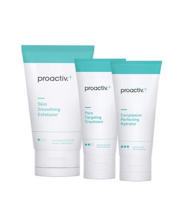 Proactiv+ 3 Step Advanced Skincare Acne Treatment - Benzoyl Peroxide Face Wash, Salicylic Acid Exfoliator for Face And Pore Minimizer - 30 Day Complete Acne Skin Care Kit