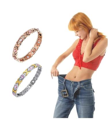(2 pieces) 4000 ions women's head magnet hardship lymphatic drainage magnet hardship energy-anti swelling bracelet for men and women ideal for overweight people (style B)