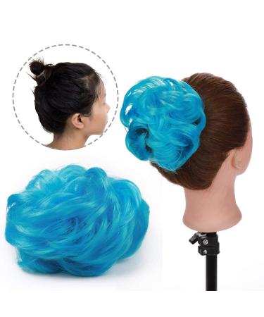 Buy Silk-Co Hair Part with Rubber Band | Wavy Soft Dutt Hair Extensions 35g | Blue Curly Thickening Messy Bun Updos - Buy Online on GoSupps.com
