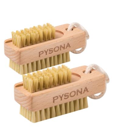 Nail Brush for Cleaning Fingernails 2 Pack Wooden Nail Brushes Fingernail Brush for Cleaning Nail Scrub Brush Two-sided with Hanging Rope (Beechwood)