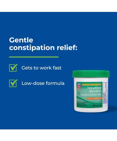 Rite Aid Glycerin Suppositories 2g - 100 Count | Fast-Acting Constipation Relief | Gentle & Effective Hyperosmotic Laxative - Buy Online on GoSupps.com