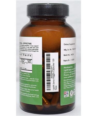 Uplift Senna Capsules 120 Count - Natural Laxative for Occasional Constipation | Herbal Supplement for Healthy Digestion and Vascular Health - Buy Online on GoSupps.com