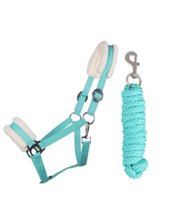 ARBO-INOX halter set starter with faux fur halter and lead rope (Full WARMBLOOD TURQUOISE) Full Warmblood TURQUOISE