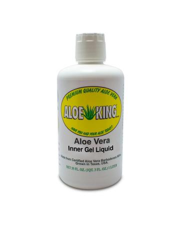 Aloe King Aloe Vera Inner Gel Liquid 35 fl oz (1 Liter) Premium Barbadensis Miller Grown in Texas Natural Digestive Support BPA-Free Bottle