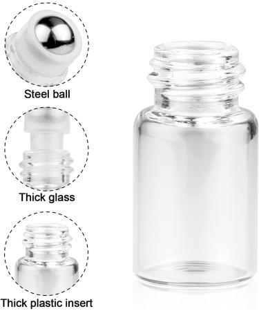25 Pcs Clear Glass Mini Roll On Bottles - Empty 2ml Roller Ball Bottles for Essential Oils, Perfume, Lip Balm - Cosmetic Sample Vials with Black Cap - Buy Online on GoSupps.com