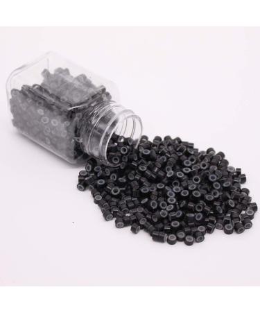 Eunice 1000 pieces microrings with silicone real hair strands bonding microring extensions tool for real hair extension micro rings for i-tip extensions real hair stick hair extension (black)