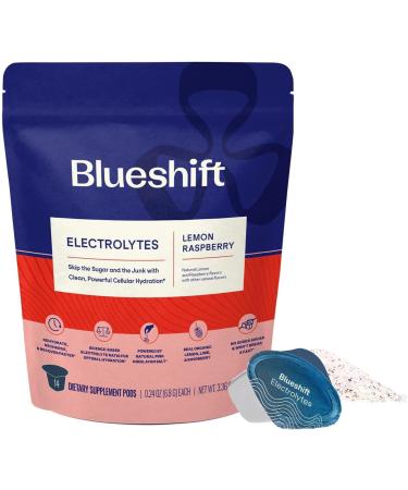 Blueshift Real Food Electrolytes Award-winning Hydration with all 5 Electrolytes Pink Himalayan Salt Magnesium Organic Raspberries Lemons and Limes Powder Packets Sugar-Free Drink Mix Packets