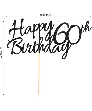 Arthsdite 1 Pc Happy 60th Birthday Cake Topper 60 Cake Topper Happy 60 Birthday Cake Decoration for 60th Cheers to 60 Birthday Party Decoration Supplies - Black Glitter Black 60 - Buy Online on GoSupps.com