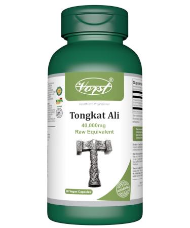VORST Tongkat Ali Supplement for Men 40 000mg Raw Equivalent 60 Vegan Capsules | 200mg Root Extract at 200:1 Ratio | Pure Longjack | Max Strength Powder Pills | 1 Bottle 60 count (Pack of 1)