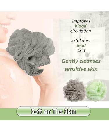 Valby Loofah Exfoliating Bath Sponge Shower Puff Body Poufs Shower Sponge Shower Scrunchie Set of 2 Body Scrubbers (Grey/Mint) - Buy Online on GoSupps.com