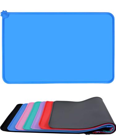 Toplory bowl pad dog cats waterproof and non -slip silicone feeding underlay for food bowls water bowl feed mat 53x37cm blue