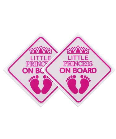SAVITA 2pcs Baby Bumper Sticker Little Princess on Board Car Sign Baby Car Sticker Safety Warning for Various Vehicles (Pink)