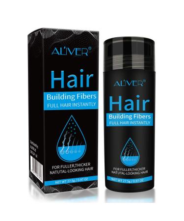 Aliver Hair Fibers for Thinning Hair Black - Undetectable Natural Formula - Thicker Fuller Hair in 15 Seconds - Conceals Hair Loss & Look Younger - Designed for Men & Women,0.97Oz Single Black