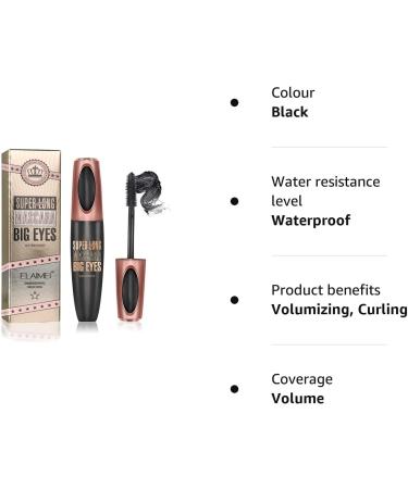 4D Silk Fiber Eyelash Mascara - Extra Long & Voluminous Black Waterproof Mascara - Long-Lasting Makeup - 1 Count - Buy Online on GoSupps.com