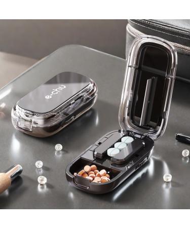 Adjustable Pill Cutter Splitter for Accurate Cutting of Small & Large Pills | Multi-Pill Cutter Box (1/2 Black) - International Shipping Available - Buy Online on GoSupps.com