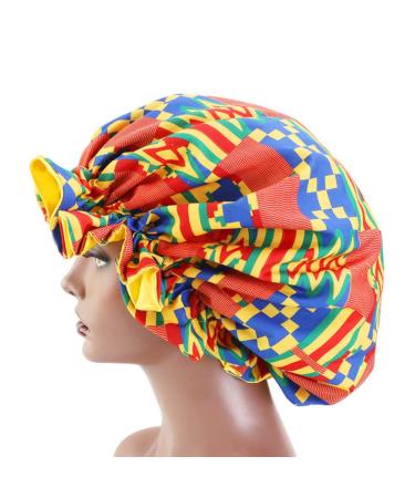 Lurrose Yellow Satin Hood Cap for Women | Adjustable Double Layer Sleeping Hat & Shower Cap for Long Thick Hair - Buy Online on GoSupps.com