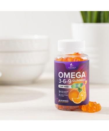 Omega 3 6 9 Vegan Gummies - Triple Strength Heart & Brain Support Supplement - Non-GMO Orange Flavor - 60 Count - Buy Online on GoSupps.com
