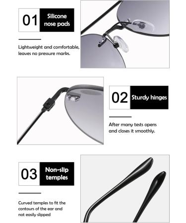 Koosufa Frameless Bifocal Reading Sunglasses for Men & Women - Anti-Blue Light UV Protection Outdoor Reading Aid (1.0 - 4.0 2 Colors) - Buy Online on GoSupps.com