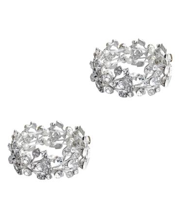 Gleavi Accessories for Wedding Dresses Strass Schmuck Pearl bracelets Open bangle Wedding tennis bracelet Diamond bracelet for women women's bracelet crystal hand jewelry crystal bracelet 6.5*3cmx2pcs silverx2stk