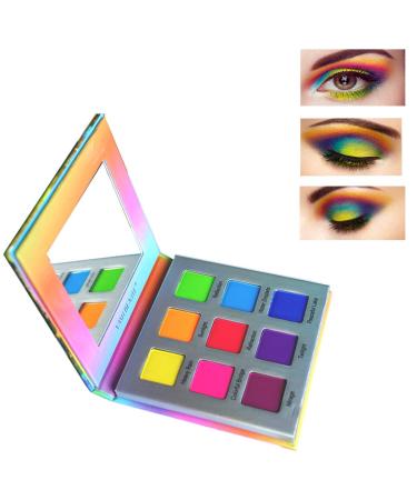 Highly Pigmented Eyeshadow Palette,YMH BEAUTE 9 Color Bright Eye Makeup Palette Colorful Matte Eye Shadow Palettes Long Lasting Waterproof Cruelty-free, Rainbow