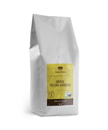Brazilian Coffee Beans 1kg - Brazil Yellow Bourbon Speciality Coffee - Medium Roast - Brown Bear - For All Coffee Machines - Strength 3