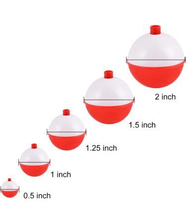 Coopay Fishing Bobbers Set - 30-50Pcs Hard ABS Floats in Red/White - Snap on, Push Button Round Buoy Floats - Fishing Tackle Accessories - 0.5-1.5 inch (250pcs) - Buy Online on GoSupps.com