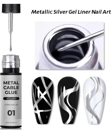 Metallic Painting Nail Gel Liner Polish Metallic Nail Art Gel Liner 3D Metal Painting Gel Drawing Mirror 3 Colors Nail Gel Polish Silver Soak off UV/LED Glossy Gel Liner DIY Nail Manicure - Buy Online on GoSupps.com