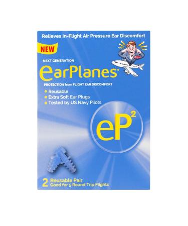 EP2 by Cirrus Healthcare Second Generation EarPlanes Earplugs Ear Protection from Flight Air and Noise Sound (2 Reusable Pair) 1