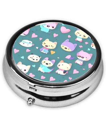 Cute Little Fox Round Pill Box - 3 Compartment Travel Organizer for Pills - Portable Pillbox for Travelers - Buy Online on GoSupps.com