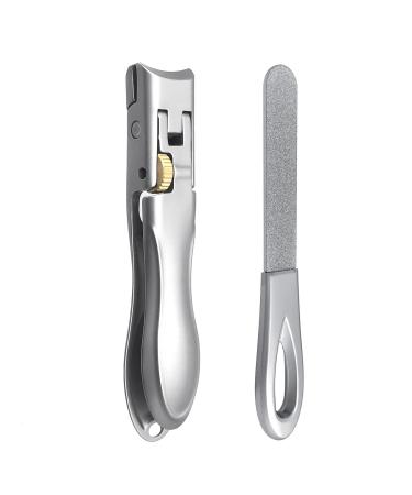 SGNEKOO Wide Jaw Opening Nail Clippers with Diamond Nail File Set Safety Gear Lock Large for Hard/Thick Toenail Heavy Duty Fingernail Cutter Trimmer for Men Adults Seniors(Curved-CL3P)