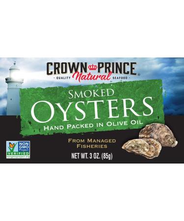 Crown Prince Natural Smoked Oysters In Pure Olive Oil - 3 oz - 3 Pack 3 Ounce (Pack of 3)
