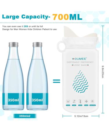OUMEE 700ML Emergency Disposable Urinal Bags - 20 Pack | Camping, Travel, Traffic Jam Portable Toilet Bags - Unisex Urine & Vomit Bag for Men, Women, Kids - White - Buy Online on GoSupps.com