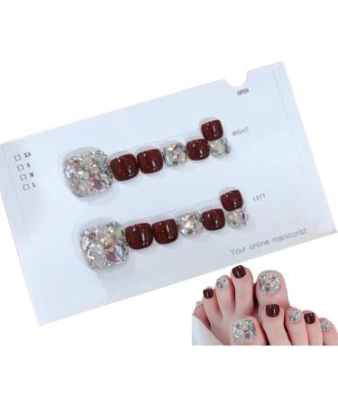 Glossy Toe Nails Glitter Stick On Toe Tails Sparkling Cat's Eye Glossy Fake Toe Nails Fake Toe Nails for Summer for Women Girls - Buy Online on GoSupps.com