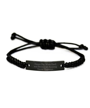 NehalNisha Inspirational Dental Hygienist Gifts: Funny Quote Rope Bracelets for Dental Hygienist Graduation Gifts from Family and Friends Adjustable Black Rope Jewelry