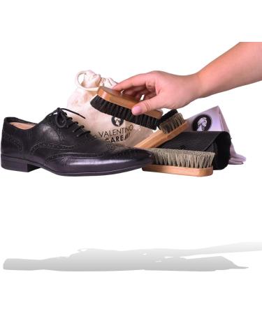 Valentino Garemi Shoe Care Set Cleaning Polishing Buffing Complete Brush Kit Set for Leather Materials - Buy Online on GoSupps.com