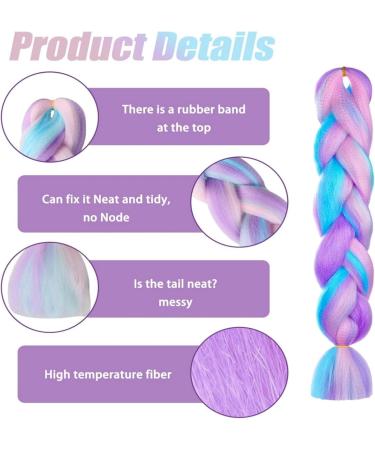 Rainbow Hair Extensions For Braiding Rainbow Braiding Hair Pink And Blue Hair Extensions Mermaid Hair Extensions Hair For Braiding Colourful Hair Extensions For Braiding Color Braiding Hair Extensions - Buy Online on GoSupps.com