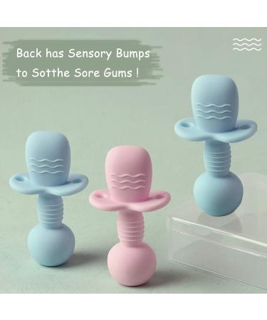 Baby Silicone Utensils Set for Self-Feeding | Anti-Choke Barrier | Baby Led Weaning | 6 Months+ | Blue/Light Blue - Buy Online on GoSupps.com