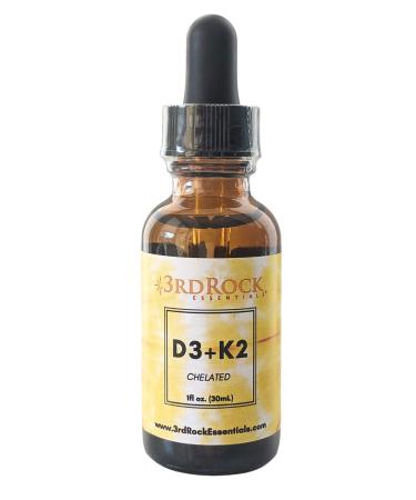3rd Rock Essentials Vitamins D3 K2 | Chelated Liquid Vitamin Supplement Drops | Vitamin D3 | Vitamin K2 | Support Calcium Absorption Strong Bones Healthy Heart | Vegan | Gluten Free | 1 Fl Oz