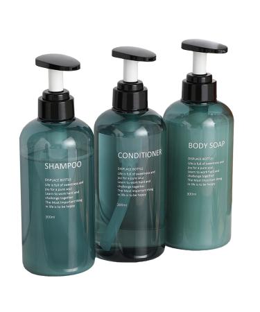 QiKuver empty pumping 3 pieces 300ml plastic refillable for toilet articles liquid storage donor for lotion shampoo shower gel cream (blue 300ml) - Buy Online on GoSupps.com