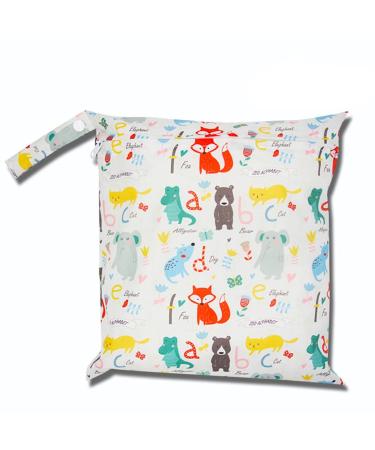 Egurs Wetbag Waterproof Reusable Diaper Bag Nappy Bag White Zoo M 30 * 28cm M 30*28cm White Zoo