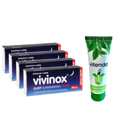 VIVINOX Sleep sleeping tablets strong 4x20 tablets including a hand cream from vitenda - For difficulty falling asleep and sleeping through the night 80