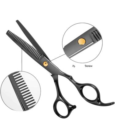 JINSHOW 12Pcs Professional Hairdressing Scissors Set - Stainless Steel Shears for Thinning and Cutting - Salon Barber Kit for Men, Women, and Kids - Black - Buy Online on GoSupps.com